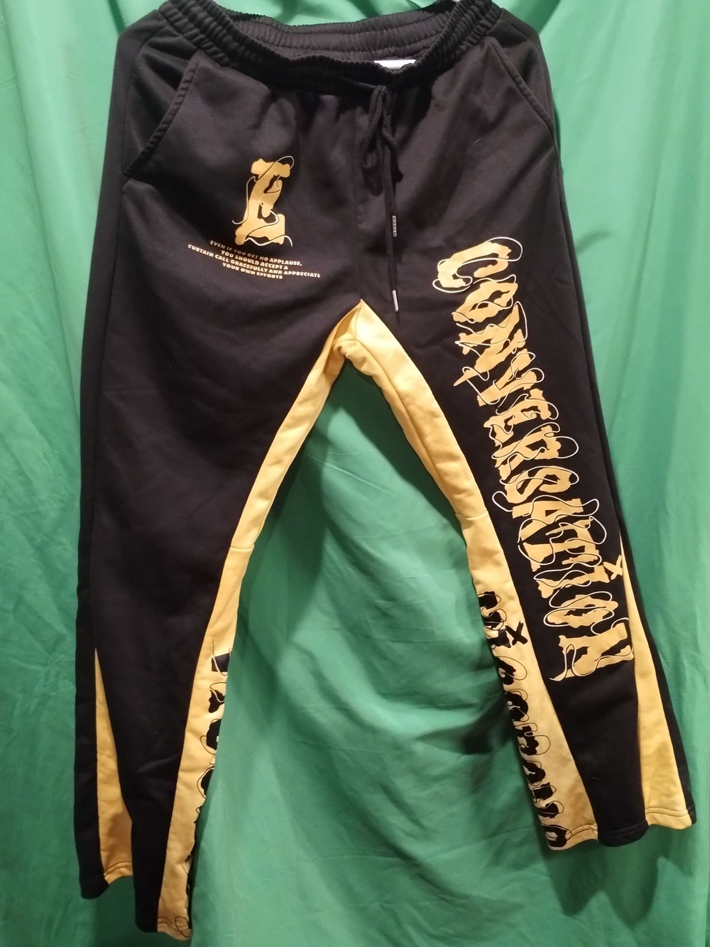 conversation Black & Yellow Men's Graphic Track Pants